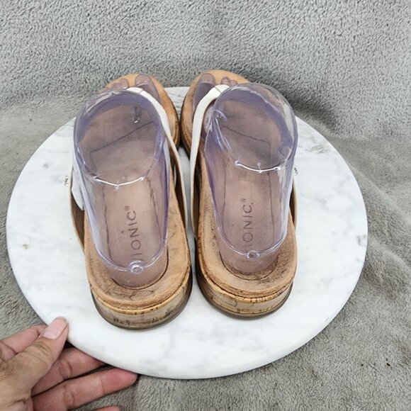 Vionic Shoes Womens  Size 6 Daniela White Leather Strap Cork Sandals *GUC* - Picture 5 of 12